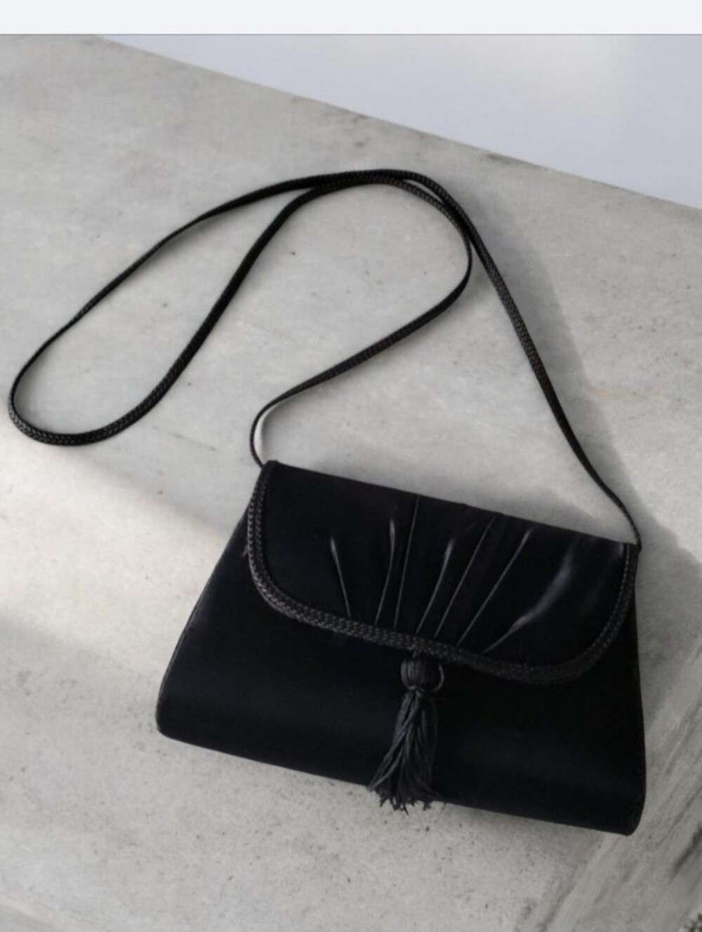 La Regale  Black Satin Evening Bag with Tassel - Picture 13 of 14